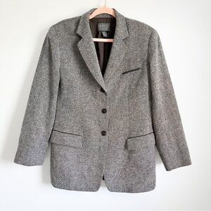 Lafayette 148 New York Gray Tweed Wool Cashmere Blazer sz 12